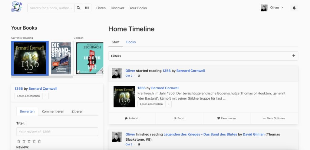 Meine BookWyrm-Timeline